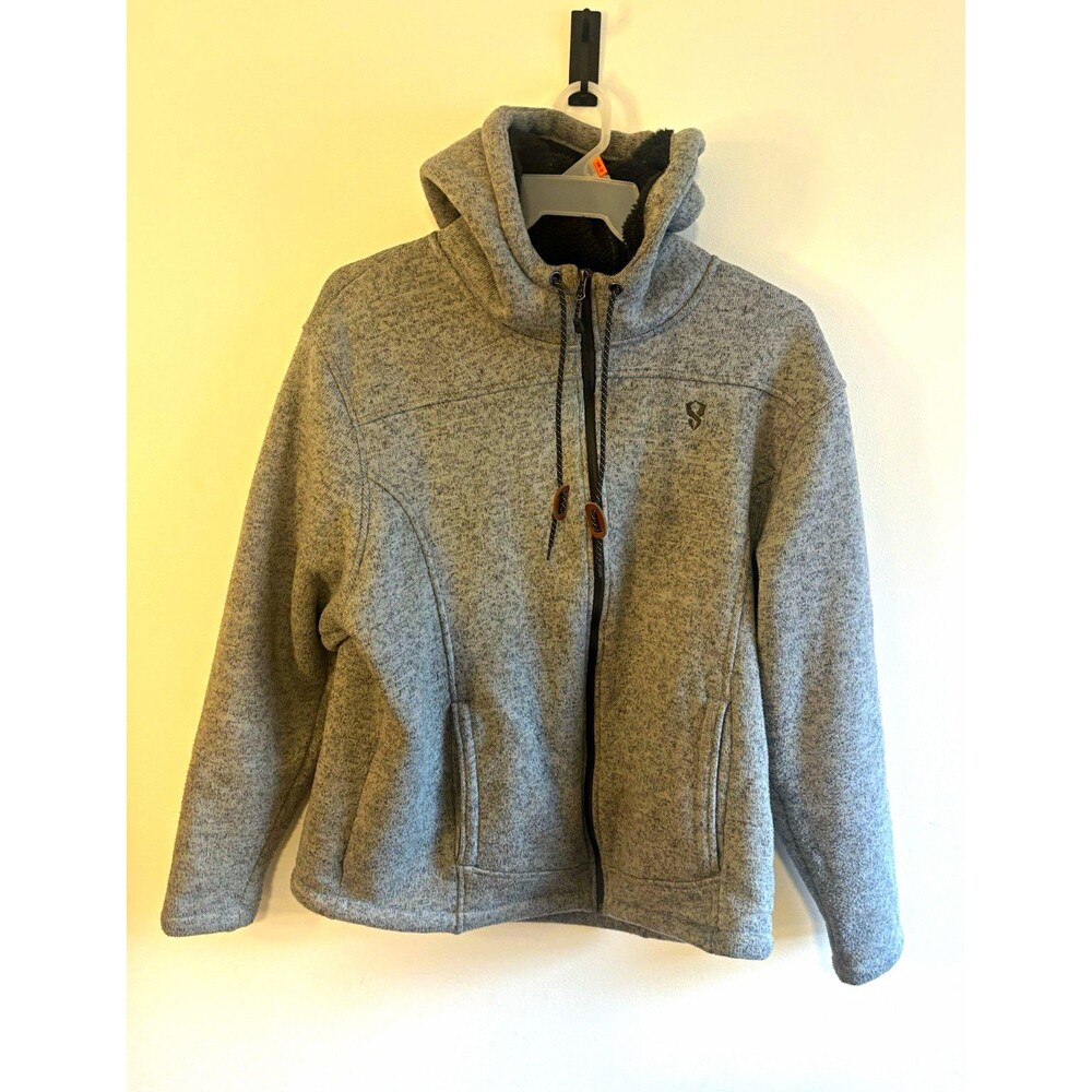 Stoic Men’s XL Gray Full Zip Hooded Fleece Lined Hoodie Pockets Solid